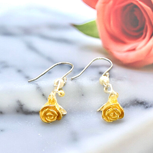 Golden Rose Silver 925 Fresh Water Pearl Earrings