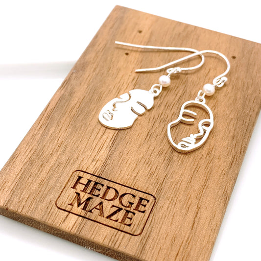 Lady Face Silver 925 & Fresh Water Pearl Earrings