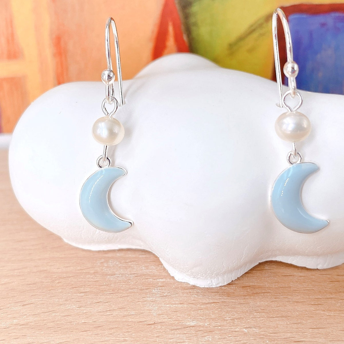 Two Moons Silver 925 & Fresh Water Pearl Earrings