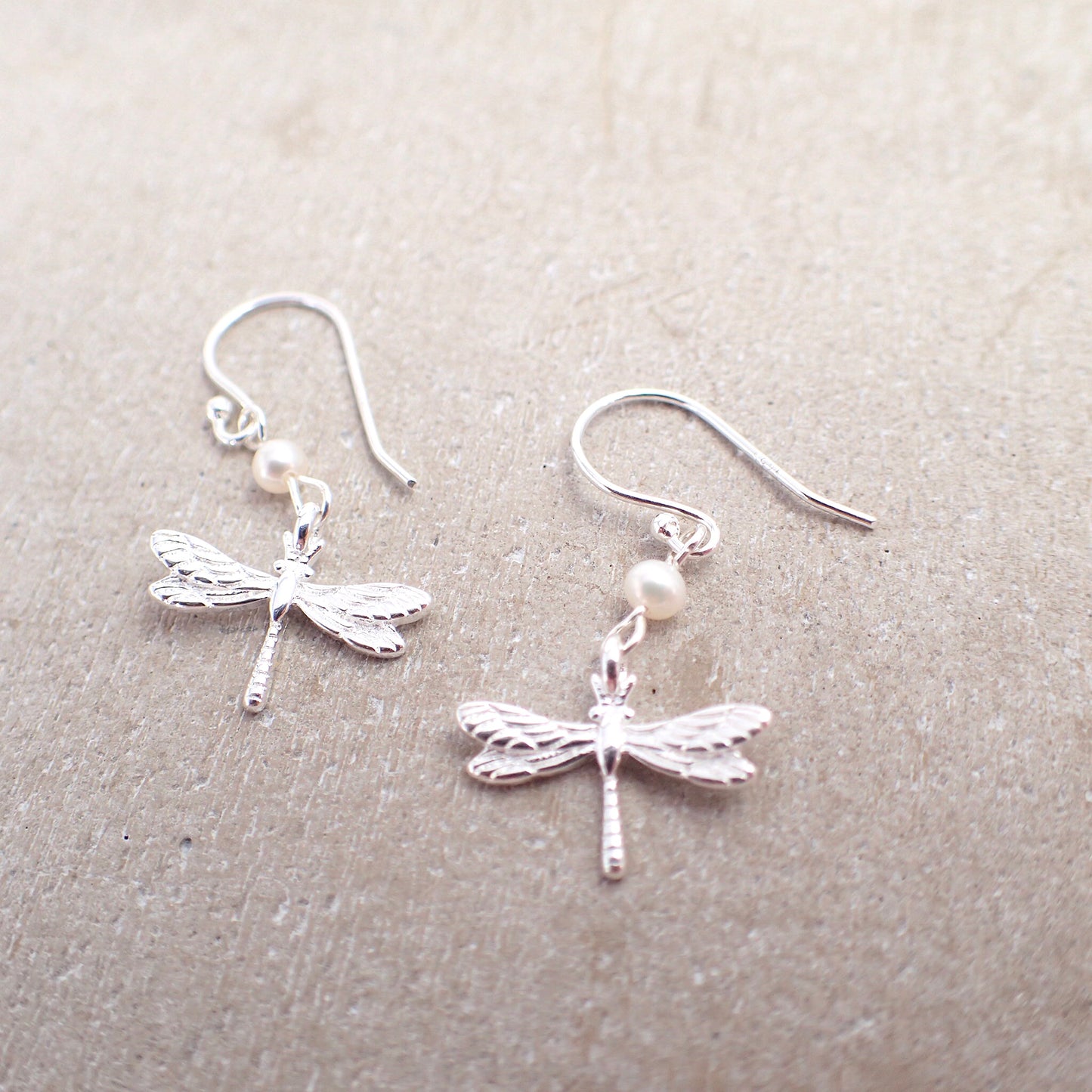 Dragon Fly Silver 925 & Fresh Water Pearl Earrings