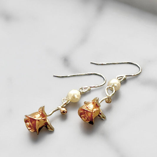 Rose Silver 925 Fresh Water Pearl Earrings