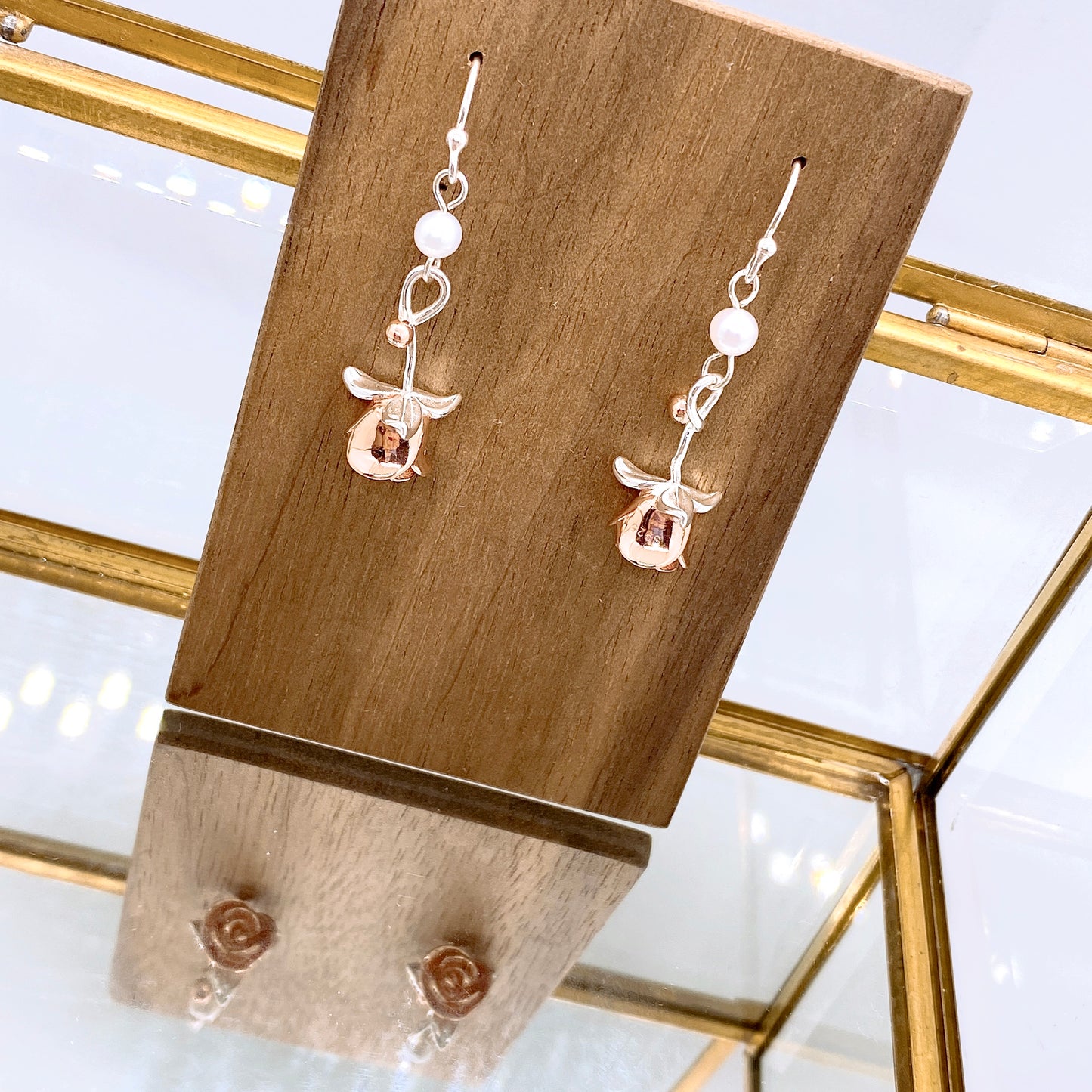 Rose Silver 925 Fresh Water Pearl Earrings