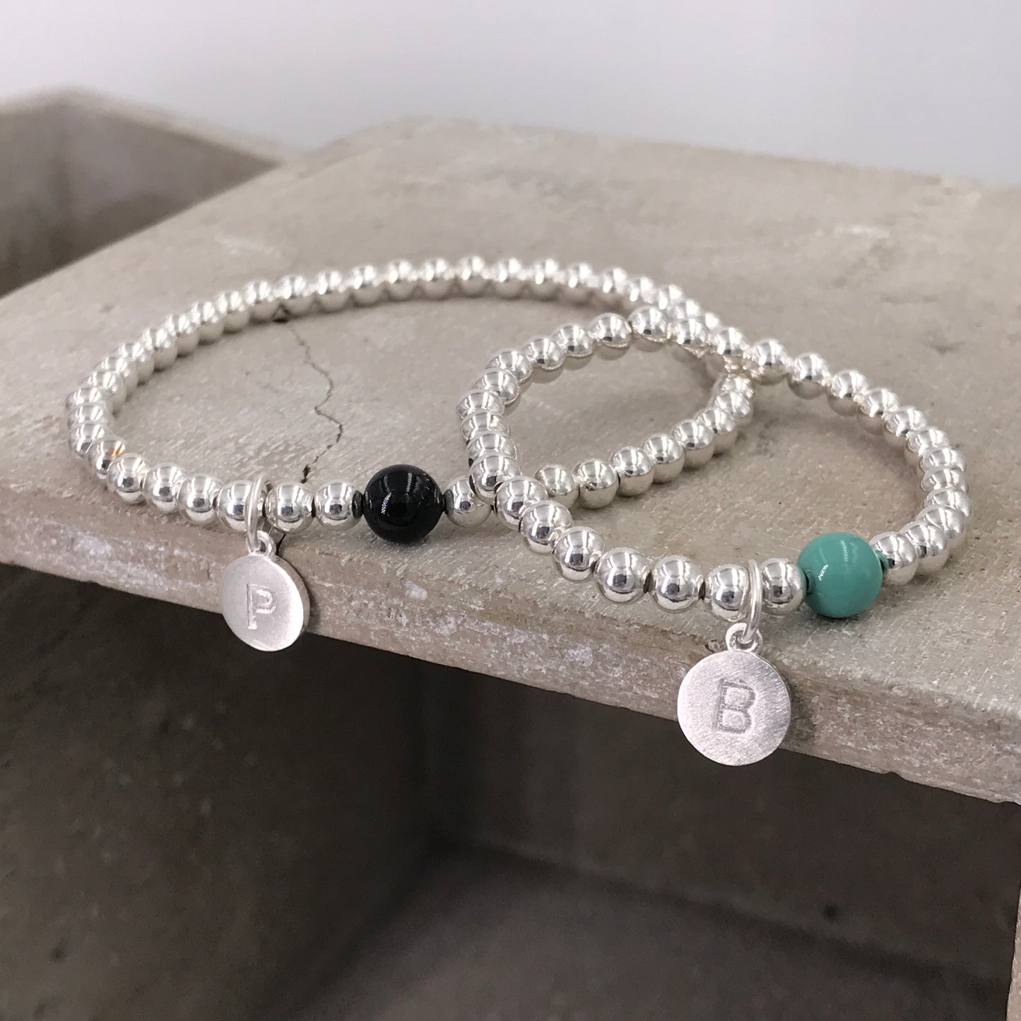 Initial Sterling Silver Bracelet: Personalized 925 Silver Dainty Jewelry