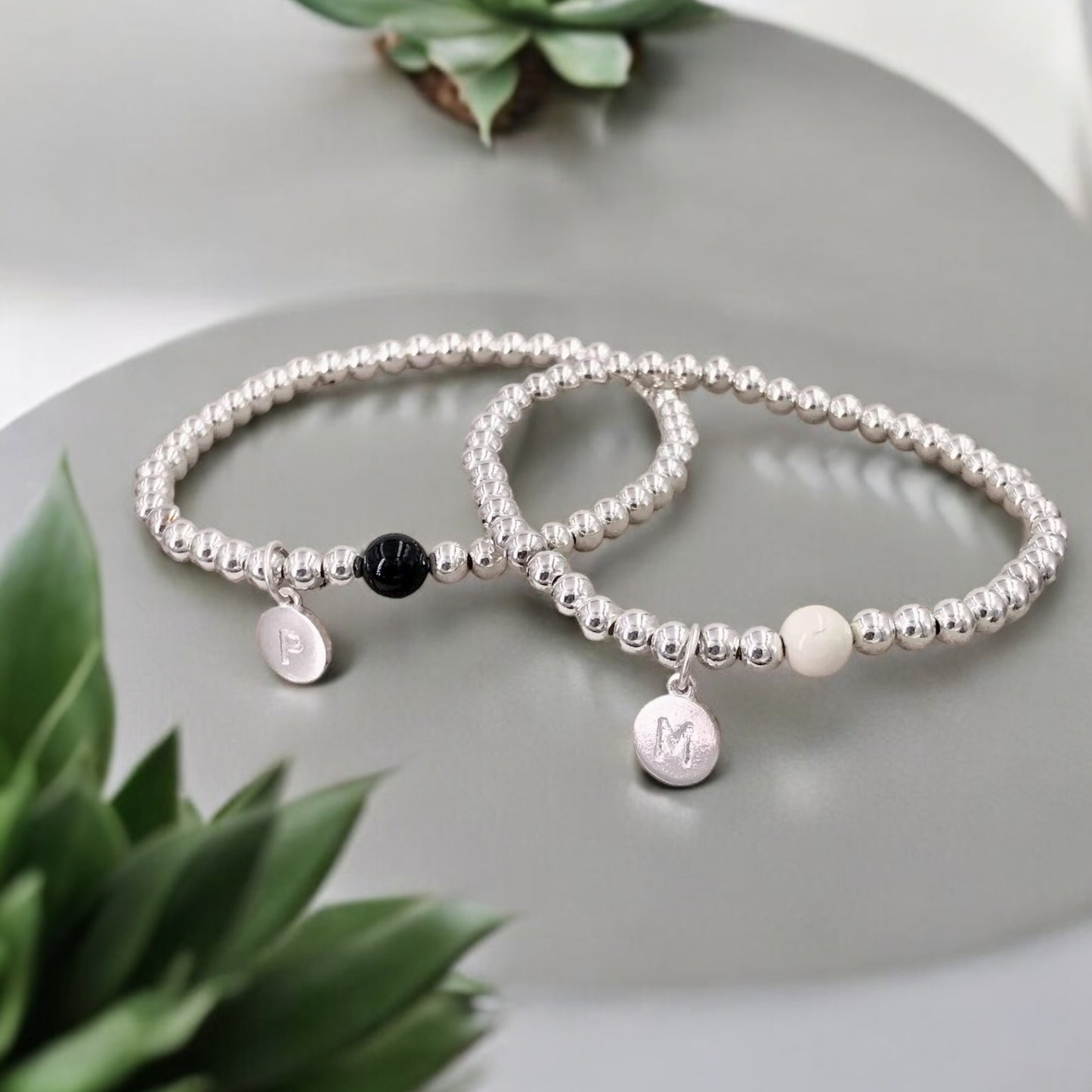 Initial Sterling Silver Bracelet: Personalized 925 Silver Dainty Jewelry