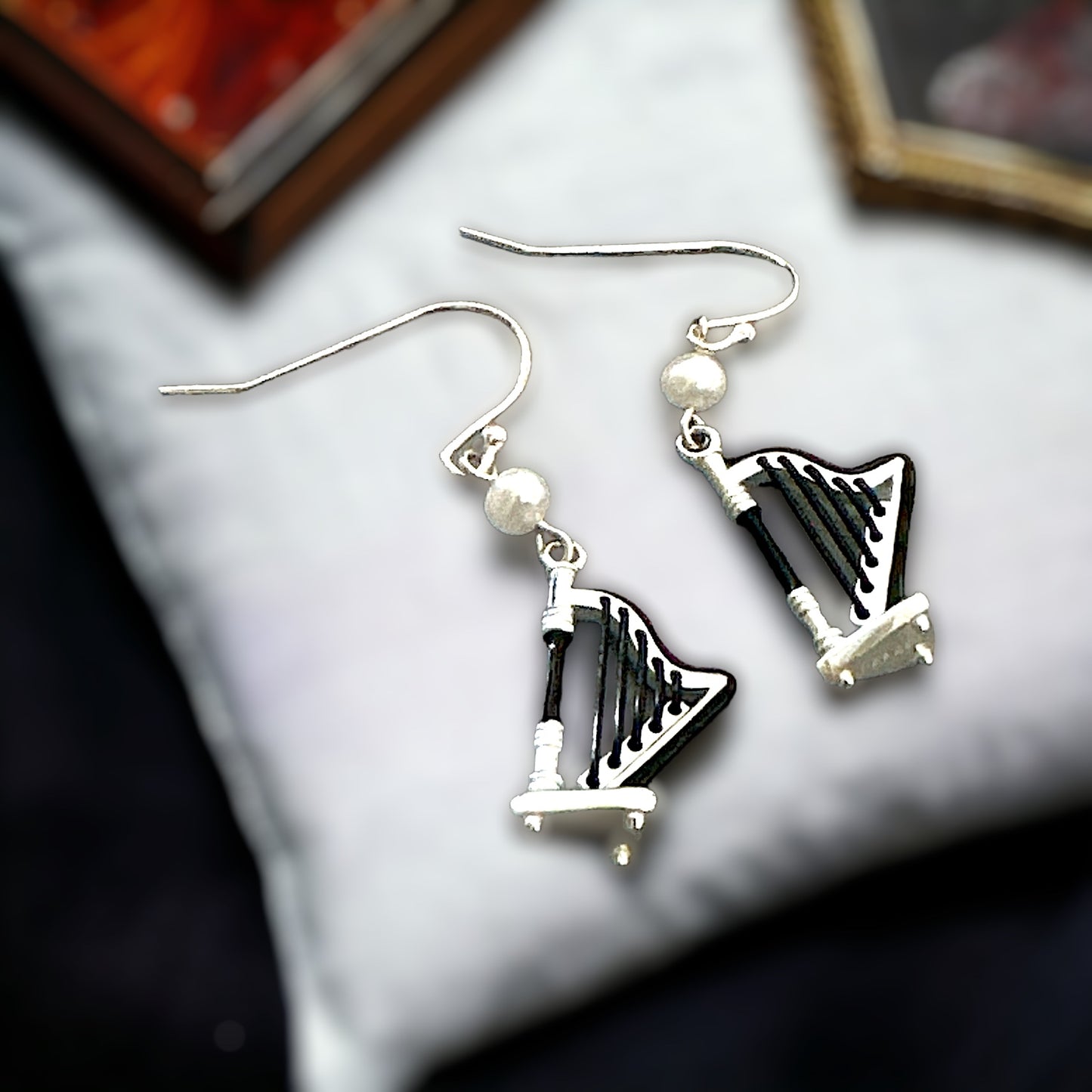 Harp Silver 925 & Fresh Water Pearl Earrings
