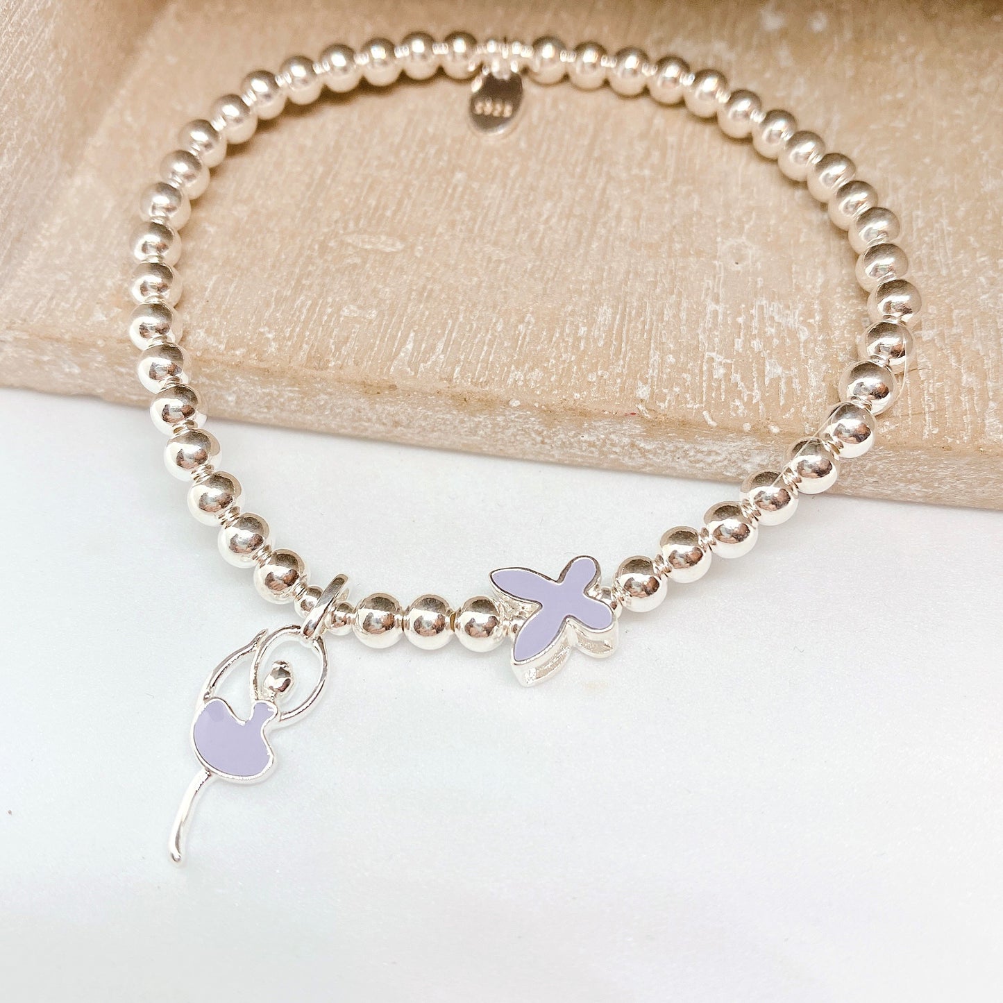 Purple Butterfly & Dancer Silver 925 Bracelet