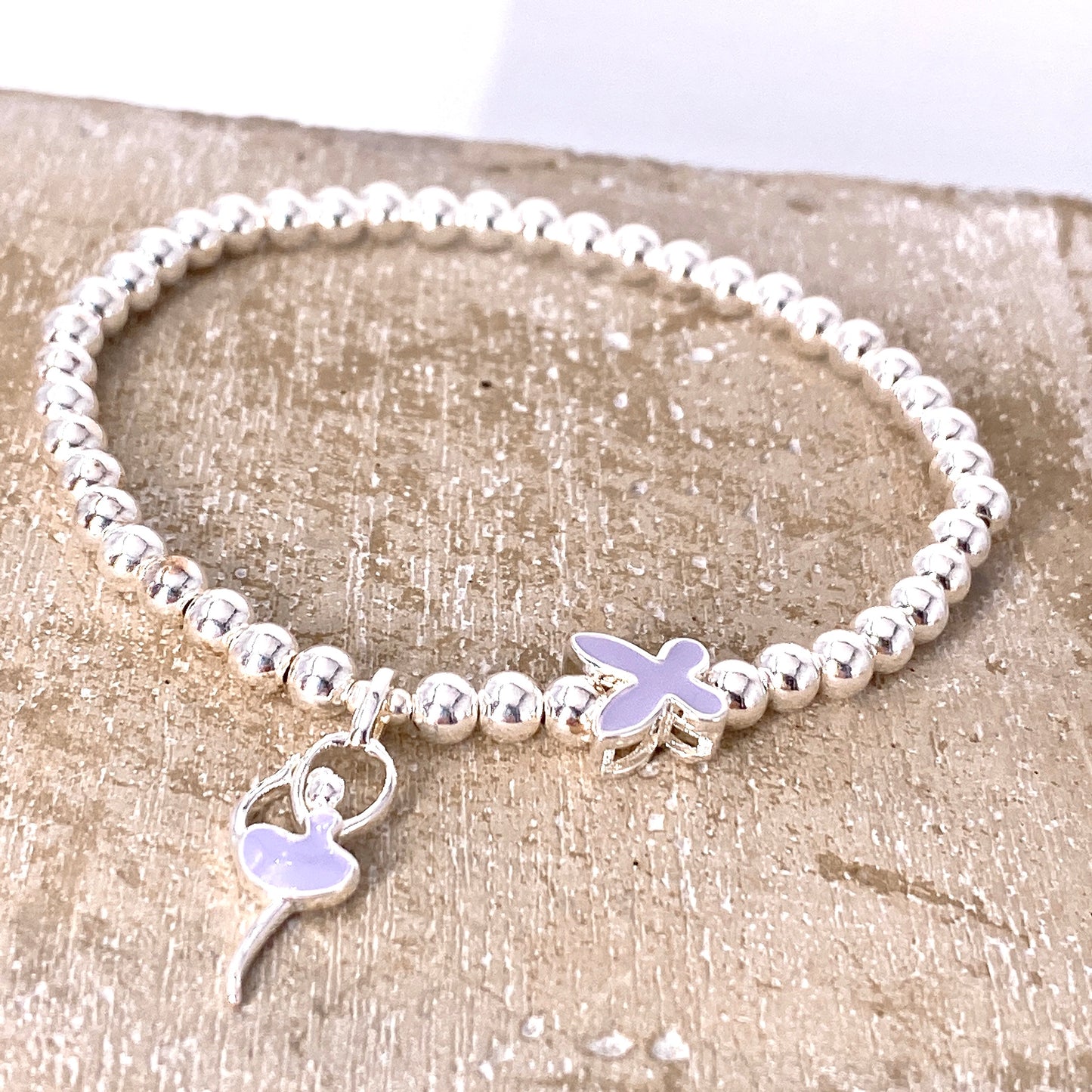 Purple Butterfly & Dancer Silver 925 Bracelet