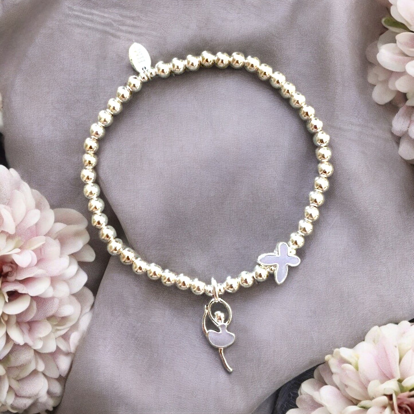 Purple Butterfly & Dancer Silver 925 Bracelet