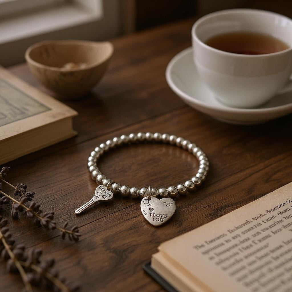 Heart and Key Silver 925 Bracelet