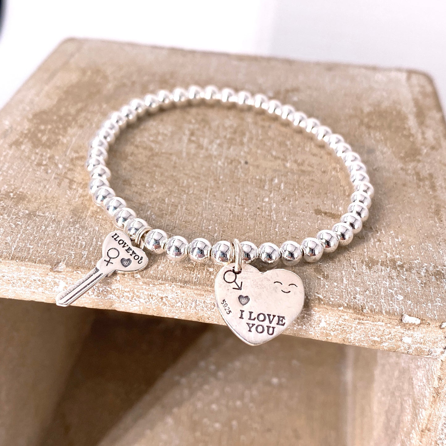 Heart and Key Silver 925 Bracelet