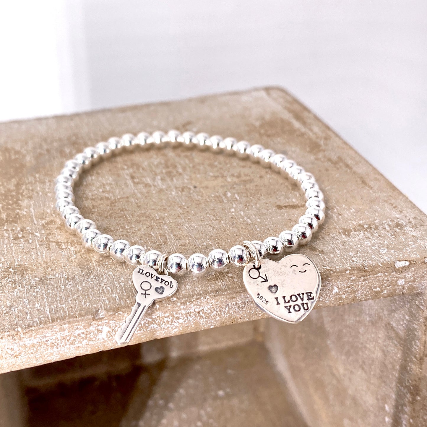 Heart and Key Silver 925 Bracelet