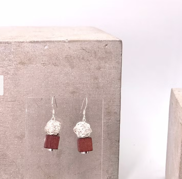 Wooden-Inspired 925 Sterling Silver Earring