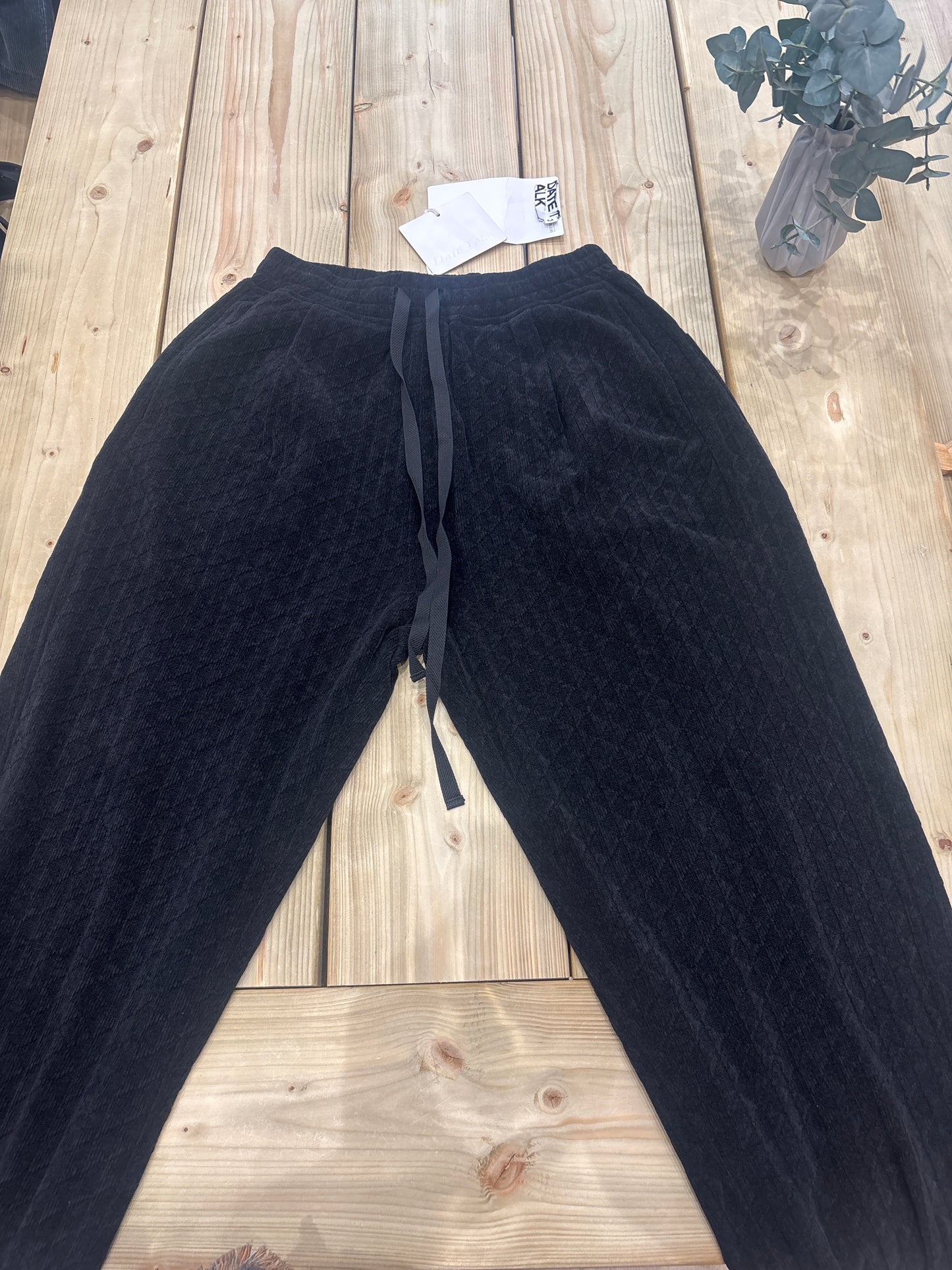 La Vision black velvet cargo trousers LV09 - luxe streetwear