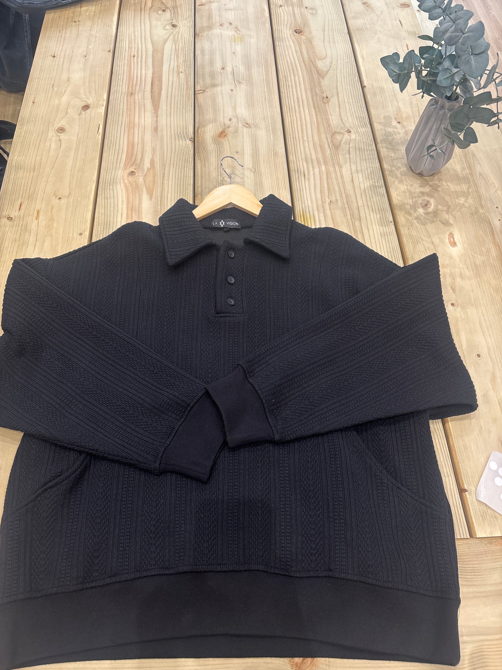La Vision black jumper with pocket LV08 - stylish premium knitwear