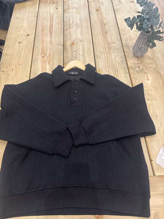 La Vision black jumper with pocket LV08 - stylish premium knitwear