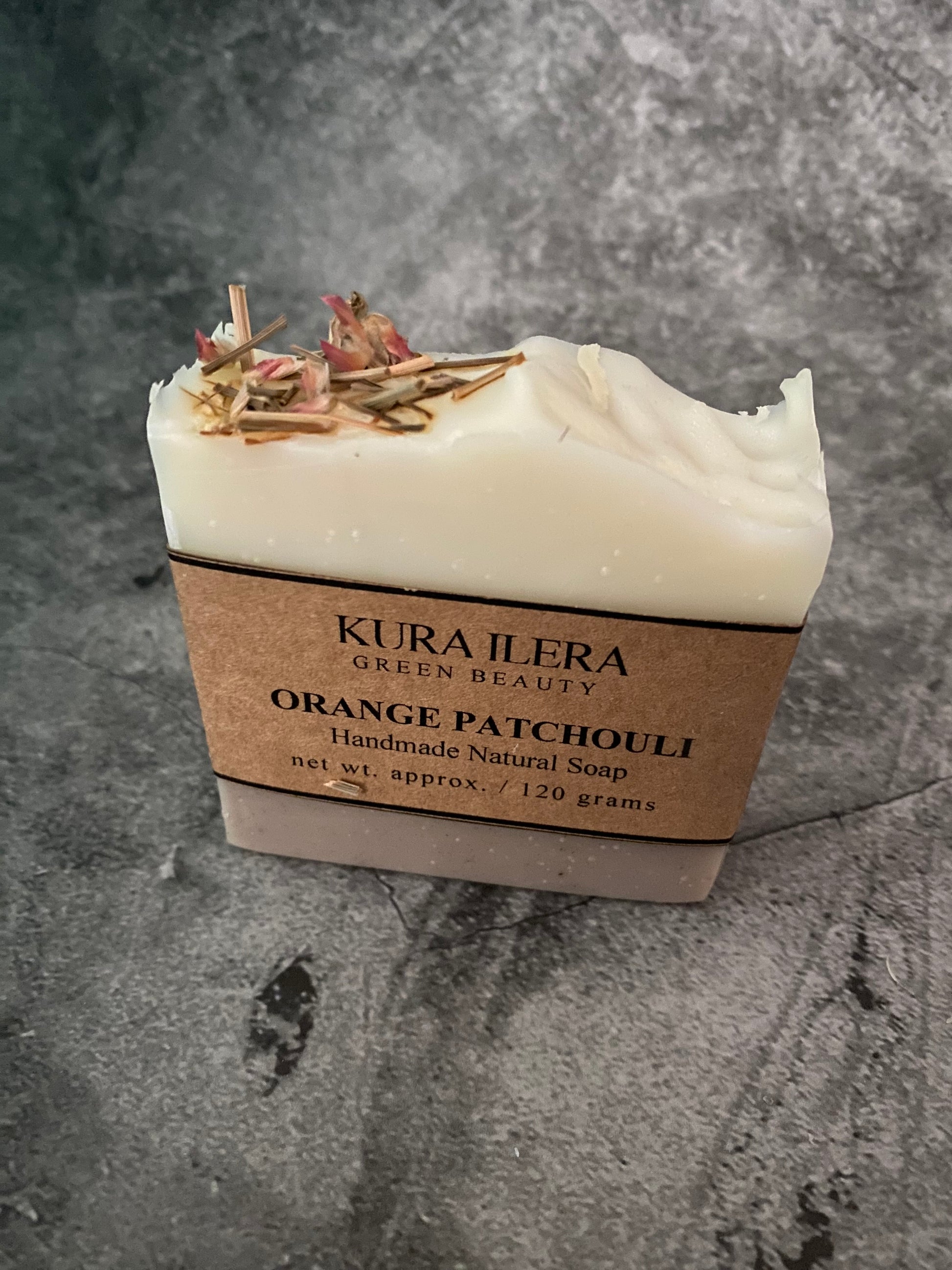 Kura Ilera Orange Patchouli natural soap bar KI018 - grounding floral scent