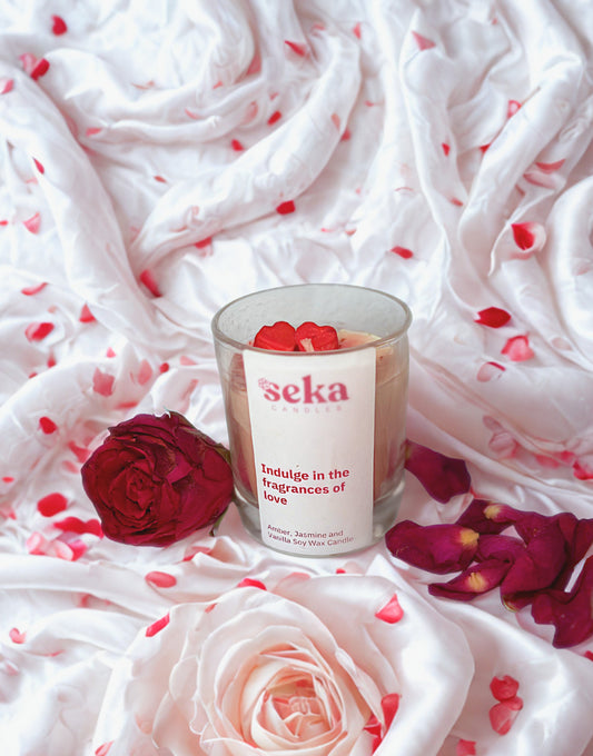 Indulge In The Fragrance of Romance - Amber, Jasmine and Vanilla Candle