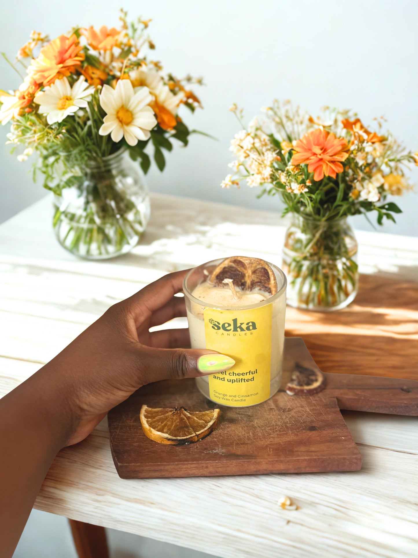Feel Refreshed and Uplifted - Orange and Cinnamon Soy Wax Candle, Candle