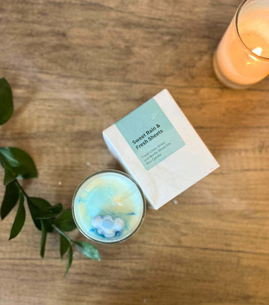 Sweet Rain and Fresh Sheets- Soy Wax Candle