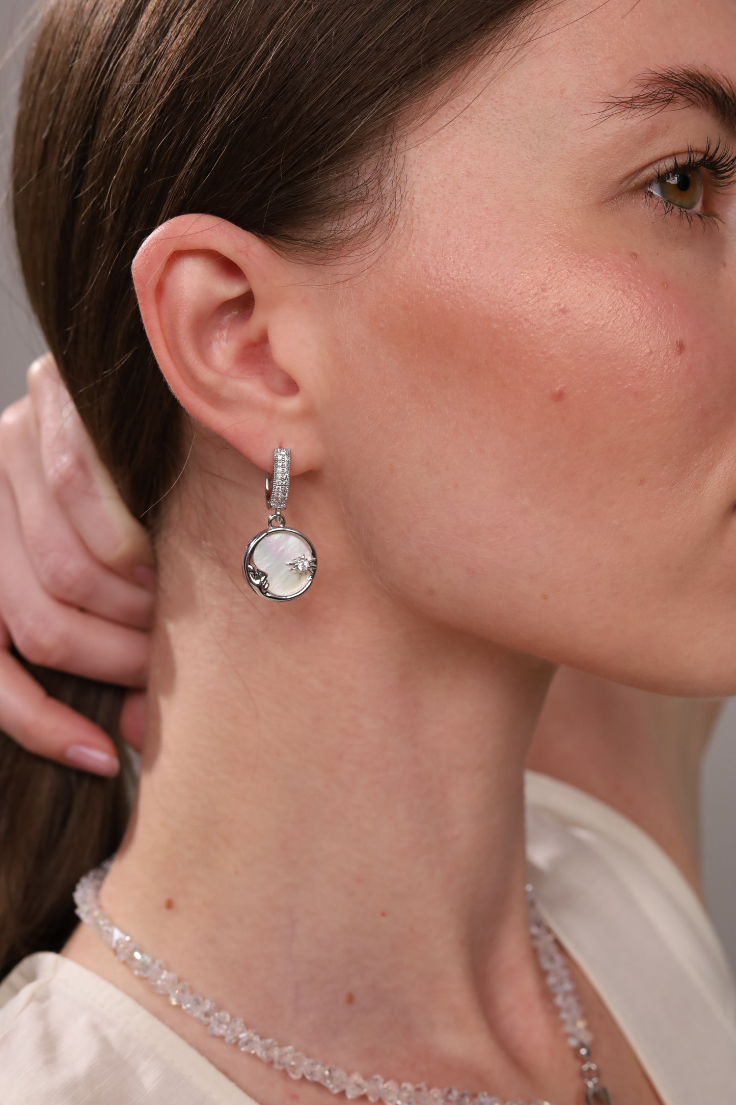 KENSY Crystal Sun Pendant Necklace, Crystal Choker, Pendant Bracelet,  Earrings