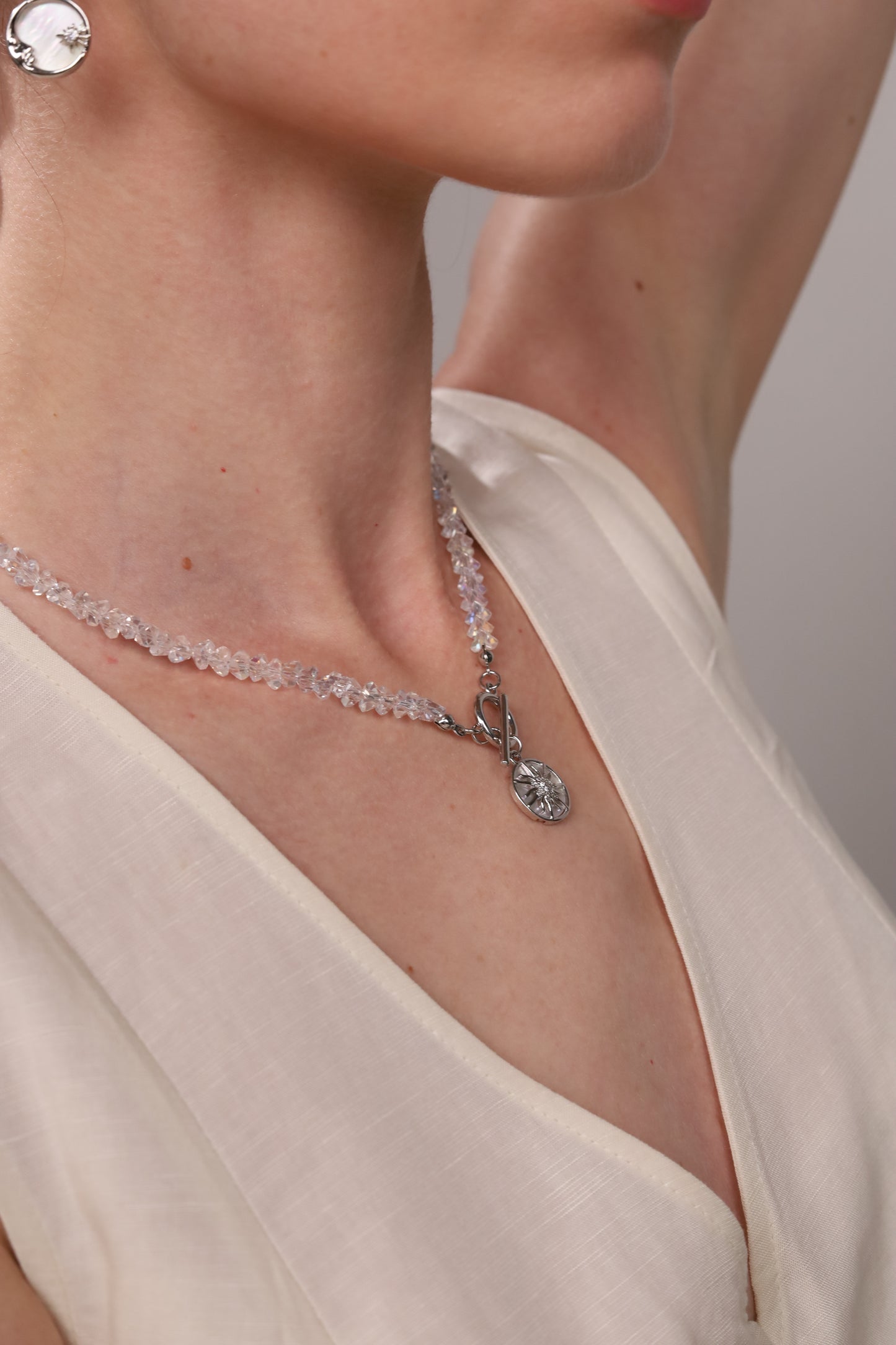 KENSY Crystal Sun Pendant Necklace, Crystal Choker, Pendant Bracelet,  Earrings