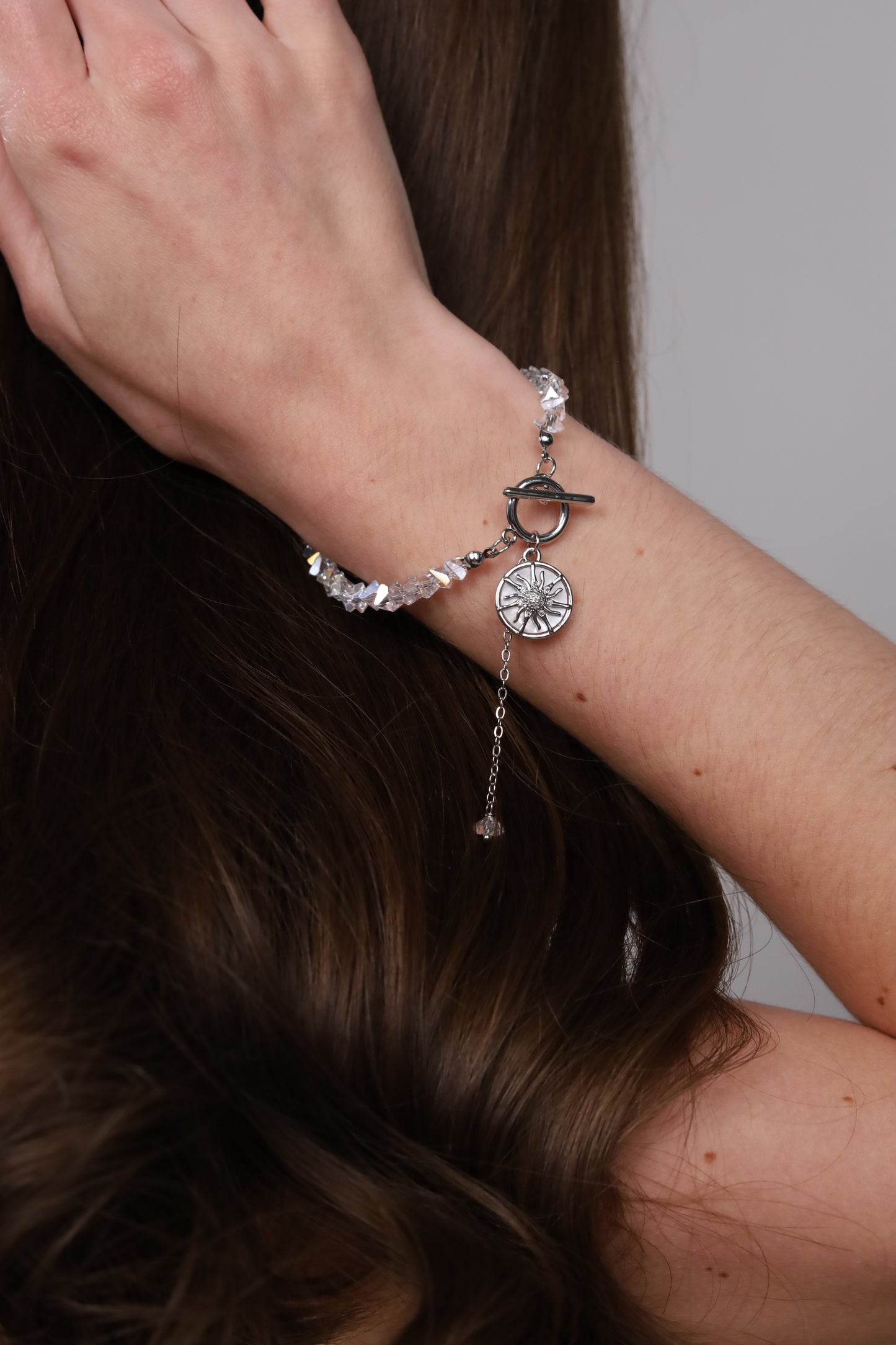 KENSY Crystal Sun Pendant Necklace, Crystal Choker, Pendant Bracelet,  Earrings