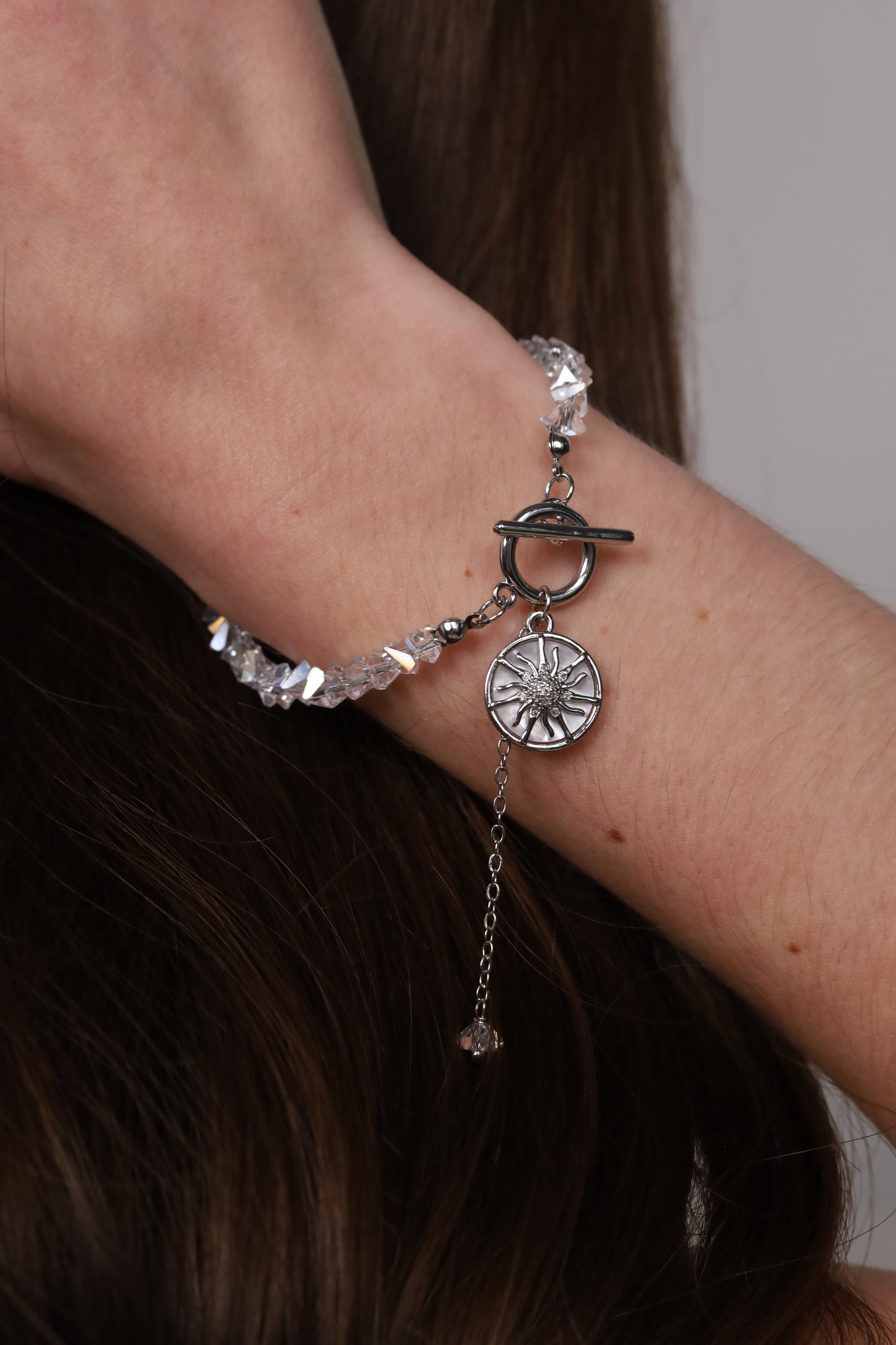 KENSY Crystal Sun Pendant Necklace, Crystal Choker, Pendant Bracelet,  Earrings