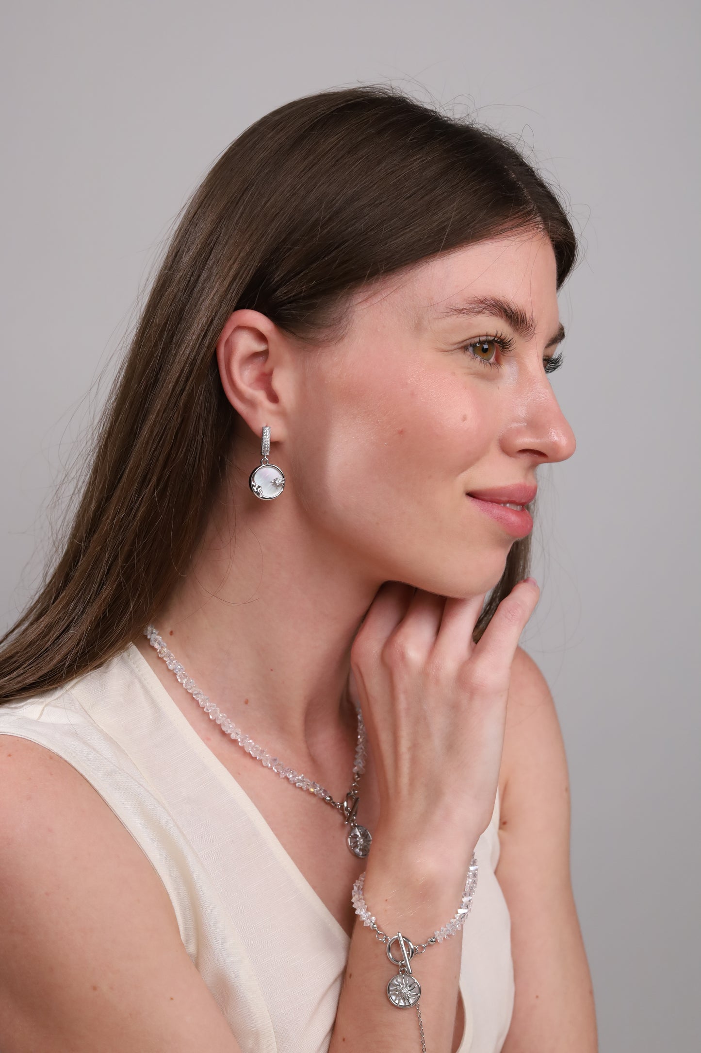 KENSY Crystal Sun Pendant Necklace, Crystal Choker, Pendant Bracelet,  Earrings