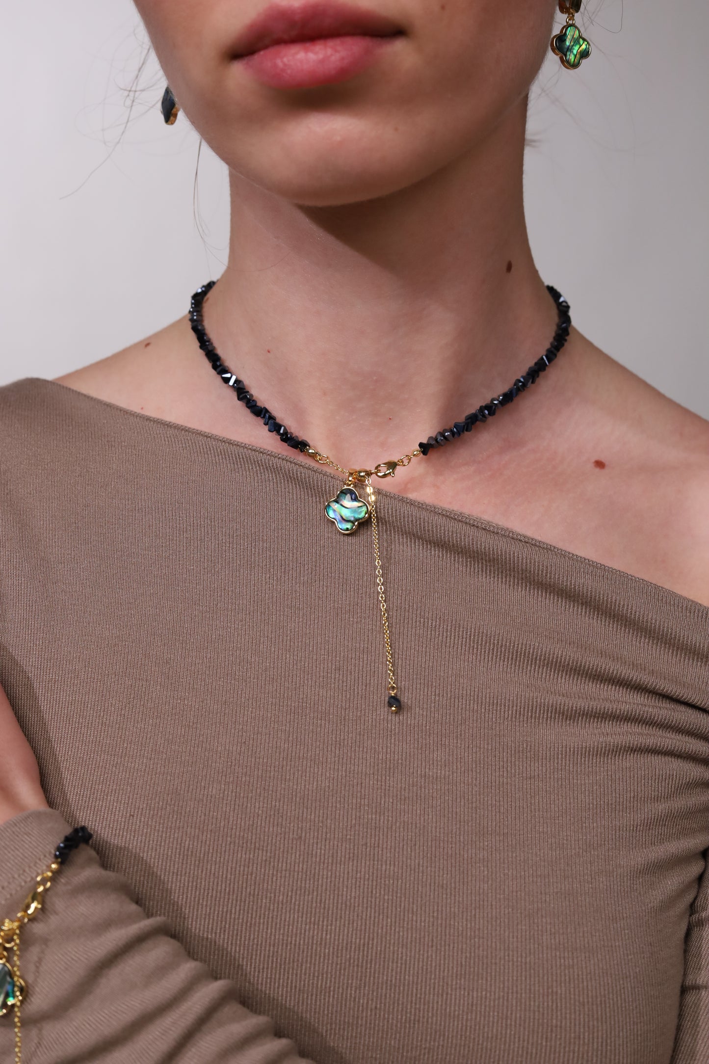 KENSY Necklace Green Clover Gold
