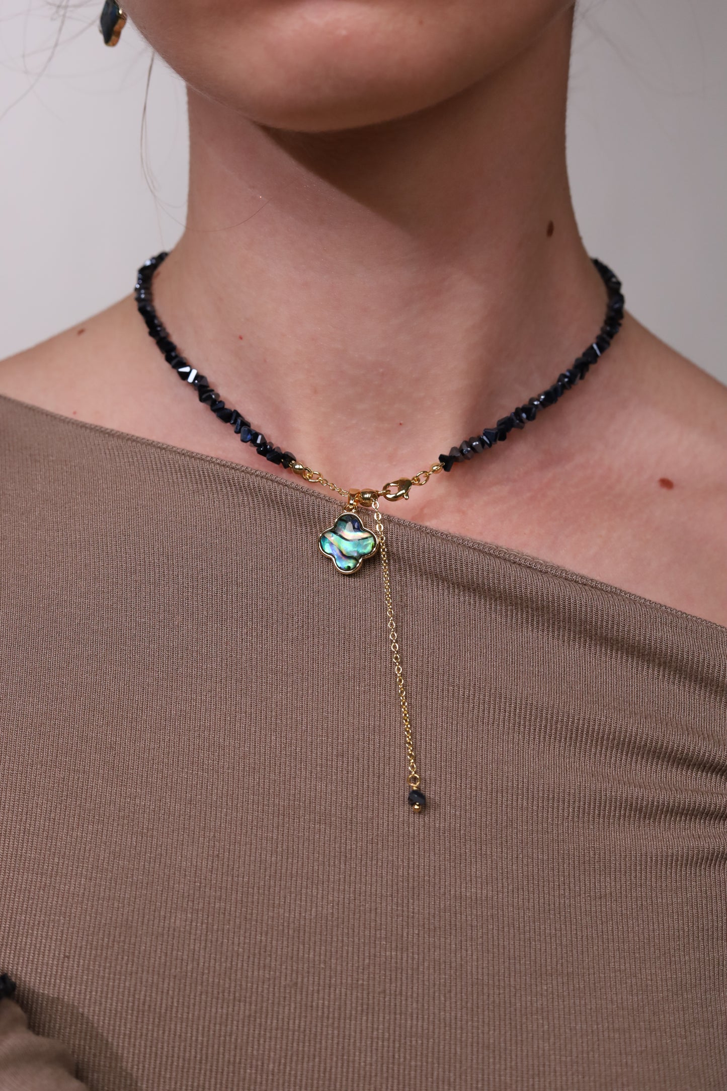 KENSY Necklace Green Clover Gold