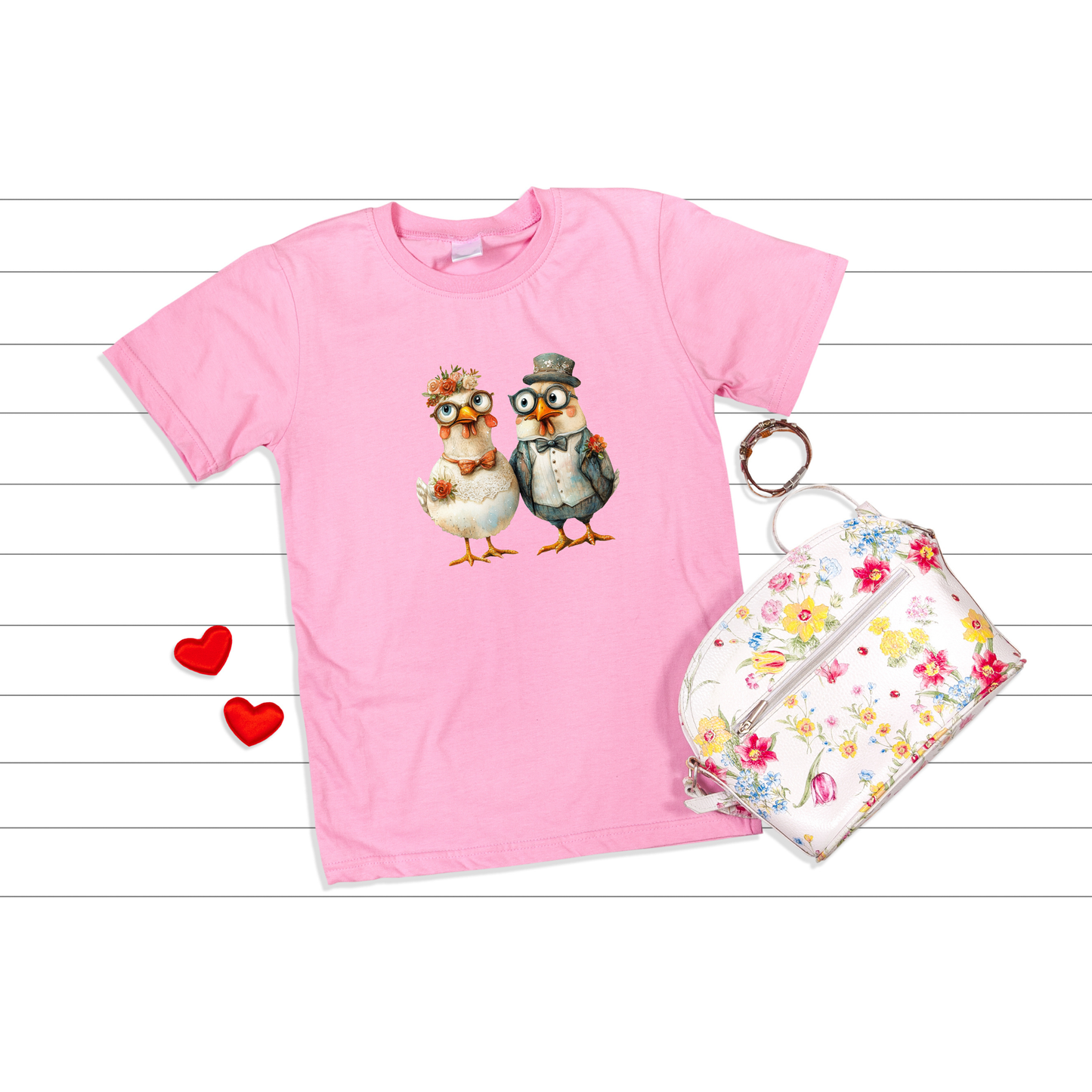 Organic cotton T shirt "Crazy Chicken couple"