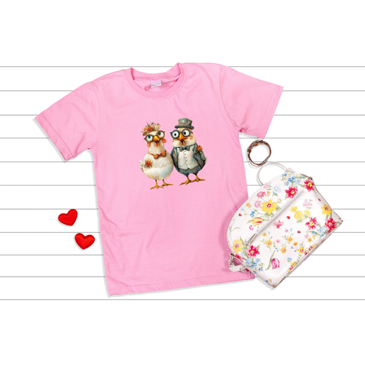 Organic cotton T shirt "Crazy Chicken couple"