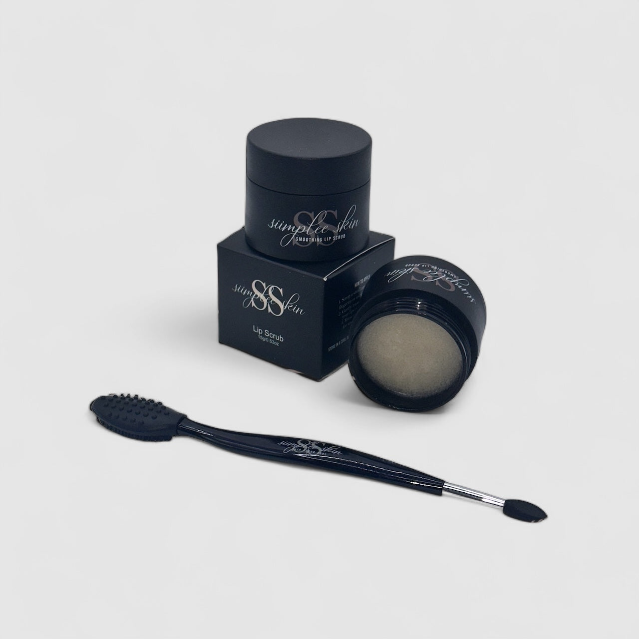 Siimplee Cosmetics Lip Scrub Ultimate Set - lip scrub and silicone brush beauty duo