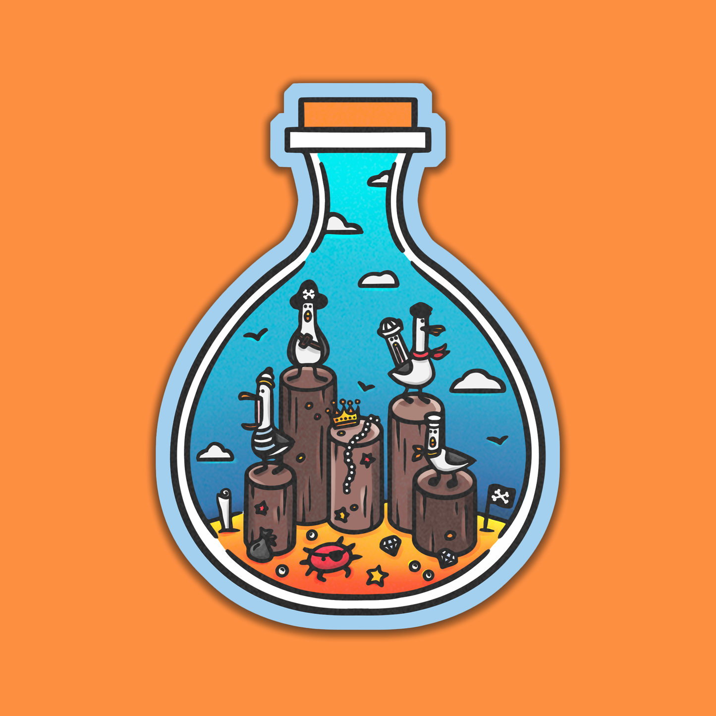 Foxti illustrated vinyl matte sticker - vibrant permanent adhesive design