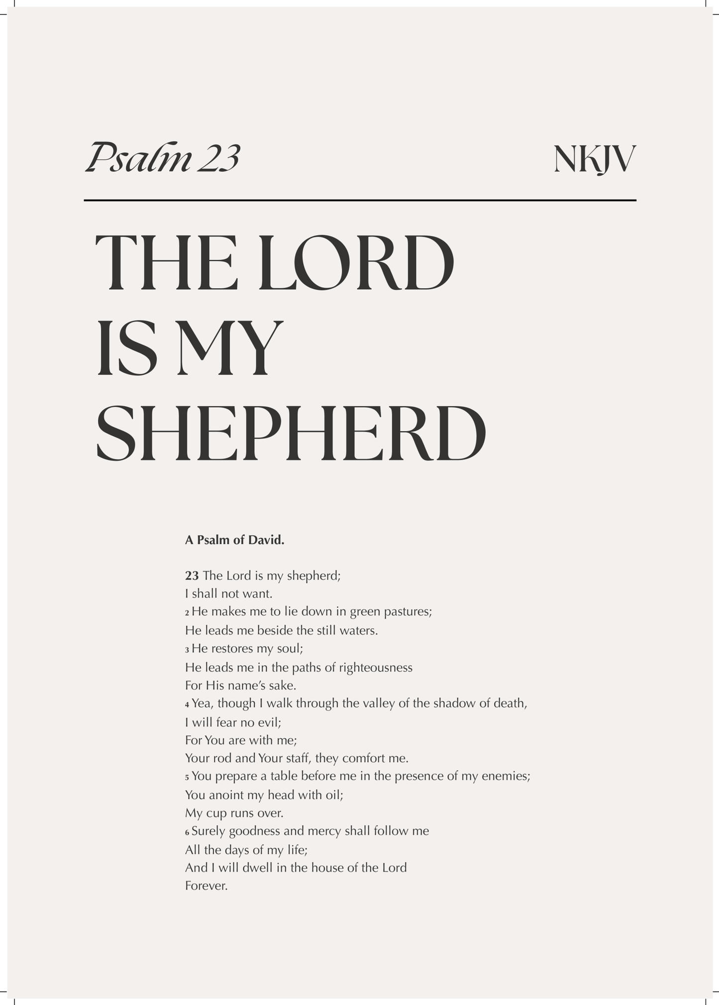 Psalm 23 - Framed Print A4