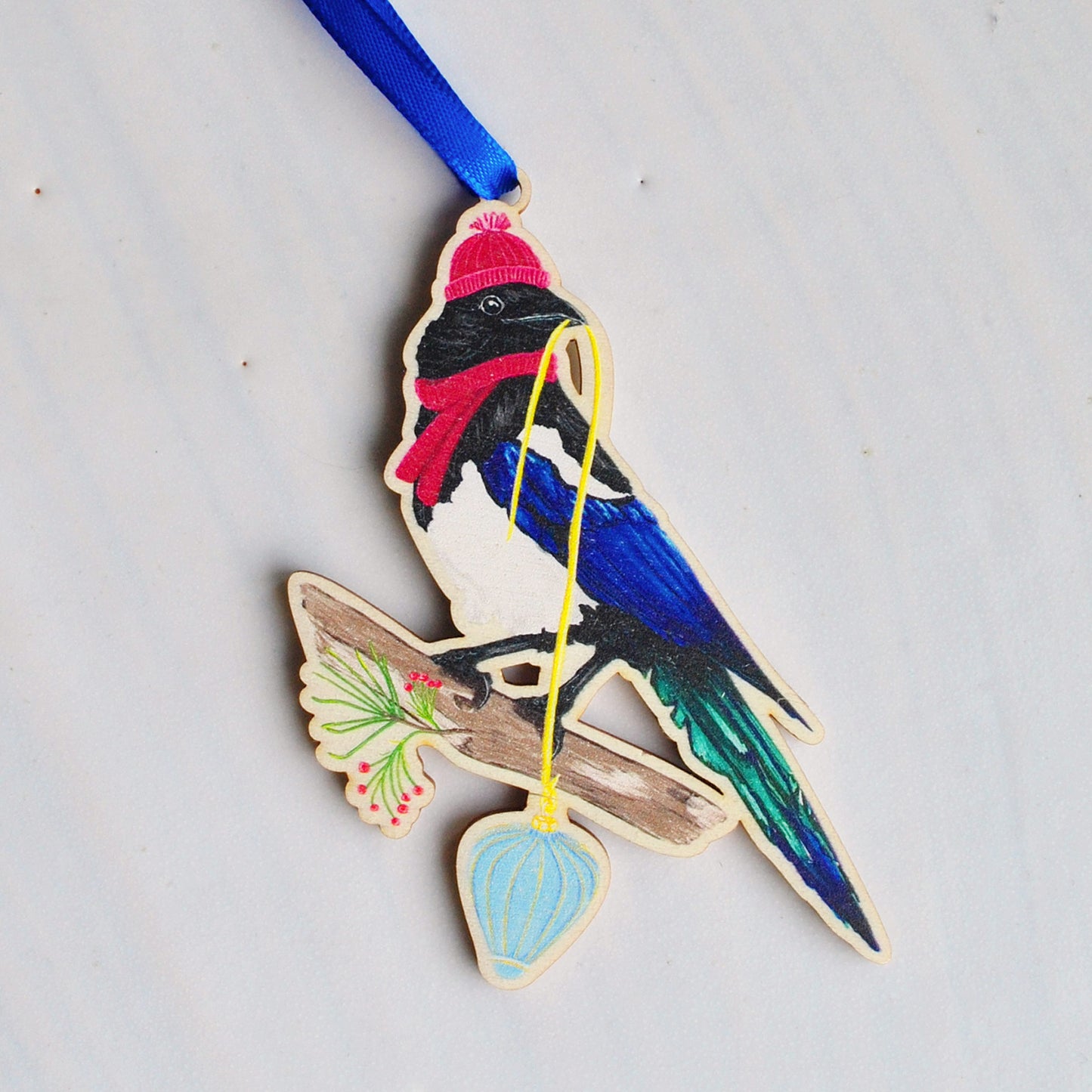 La Plante Festive Dog/Cat/Magpie Christmas Wooden Decorations