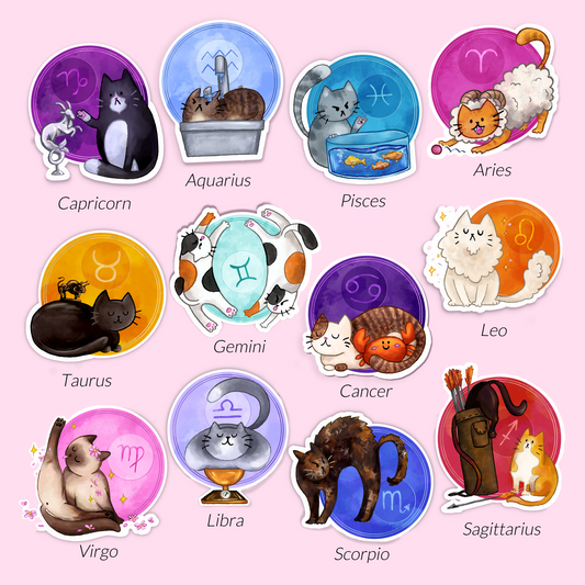 Zodiac Cat Vinyl Sticker
