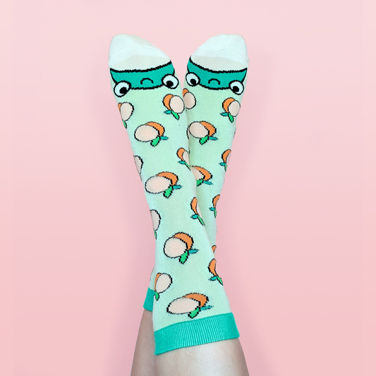 Peachy Froggy Toes socks